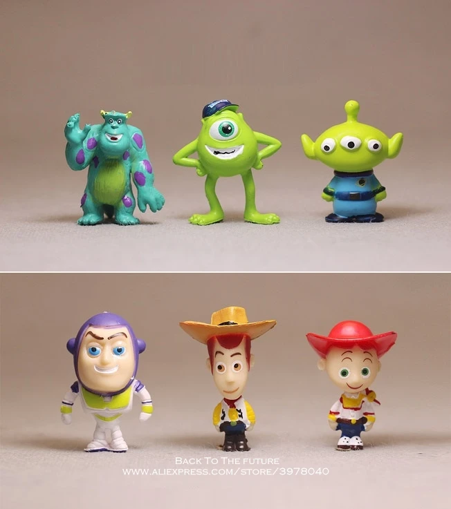 

Disney Monsters University Toy story 6pcs/set 3cm Action Figure Anime Mini Decoration PVC Collection Figurine Toy model gift