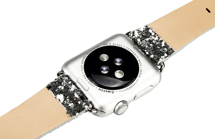 DAHASE Bling Рождественский Блестящий блестящий PU кожаный ремешок для Apple Watch Series 3 2 1 ремень для мм iWatch 38 мм 42 мм Ремешки для наручных часов