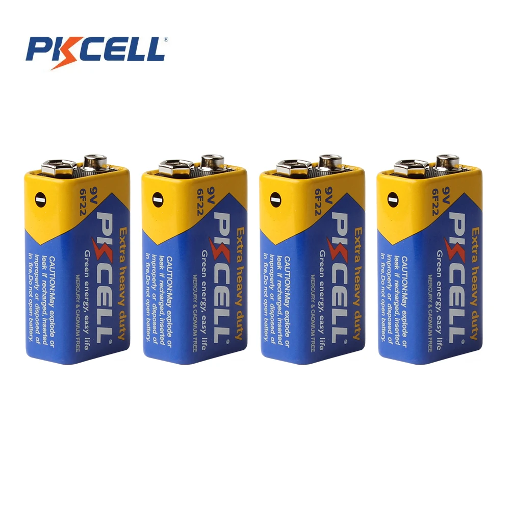 4pcs Pkcell 9v 6f22 Prismatic Battery Super Heavy Duty Single Use Dry