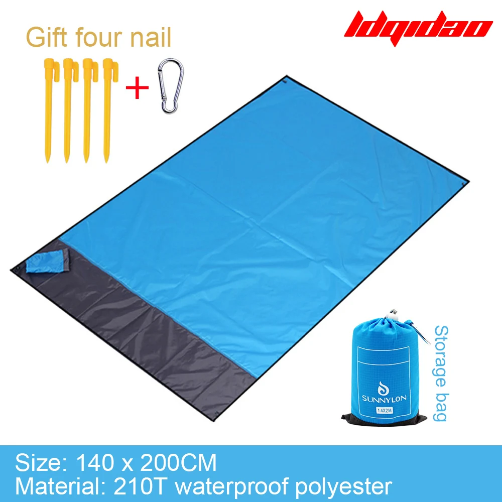 طوي التخييم حصيرة للماء في الهواء الطلق سجادة للرحلات ساندي الشاطئ جيب المحمولة اليوغا الرياضة حصيرة البوليستر + TPU طلاء ستة ألوان