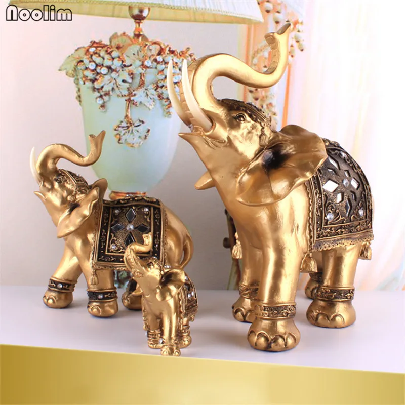 NOOLIM фигурки слонов аксессуары для украшения дома домашний декор счастливый золотой слон Сад Смолы миниатюрный орнамент слон