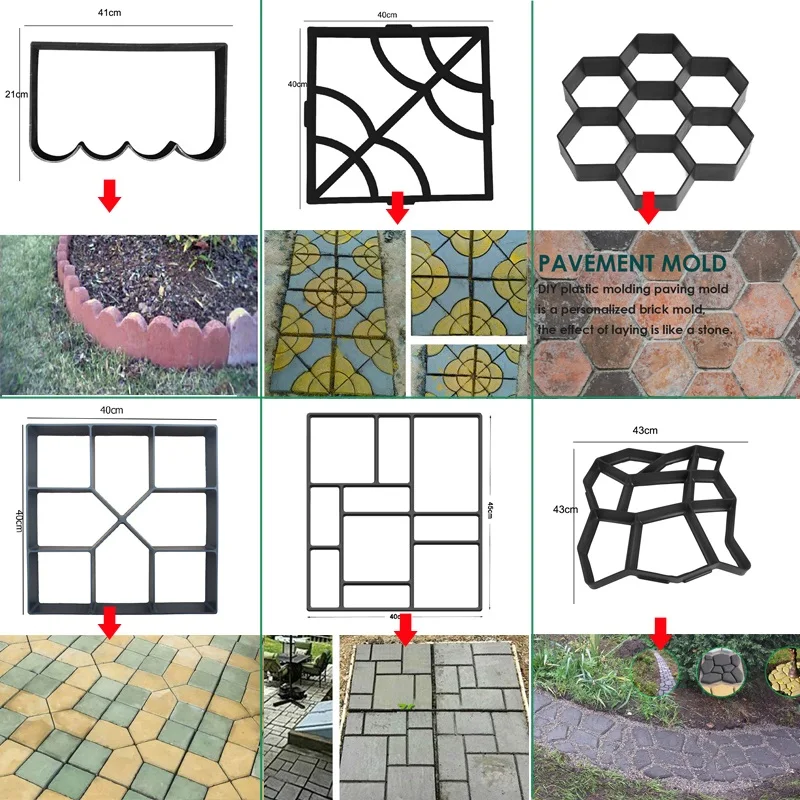 Бетонные формы для сада тротуарная пресс-форма садовая дорожка бетонная форма DIY Ручная тротуарная плитка цемент кирпич Пластиковая форма