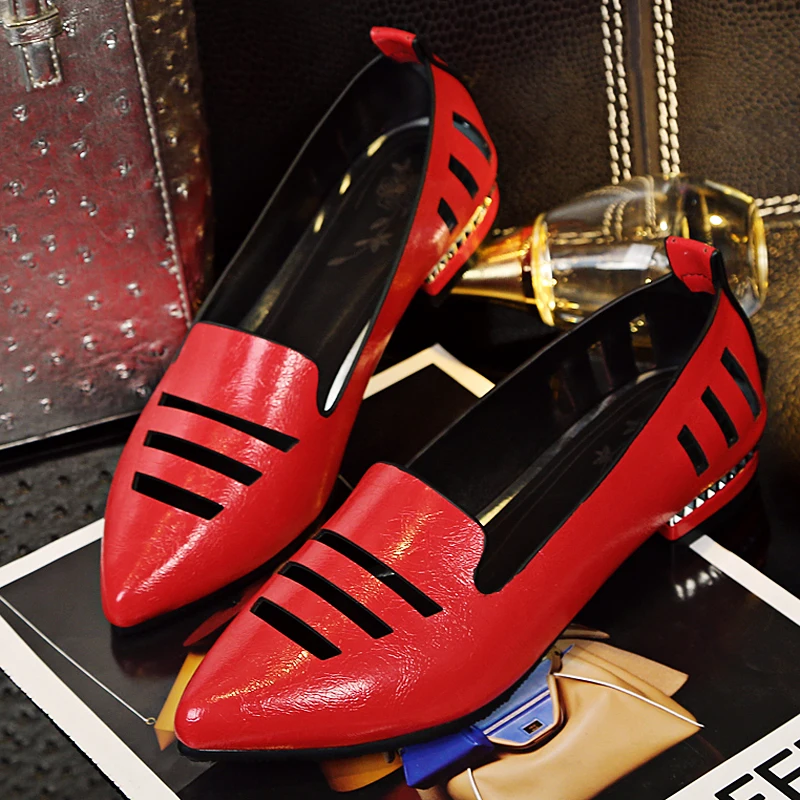 Плюс большие размеры 31-48, Повседневное со шнуровкой на толстом каблуке среднего размера; обувь Модные женские туфли-лодочки из лакированной кожи на высоком каблуке Демисезонный обувь C810