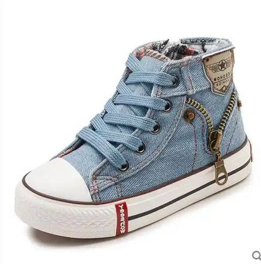 New Autumn Children/'s Denim Canvas Shoes Boys Girls Sneakers Kids Casual Shoes