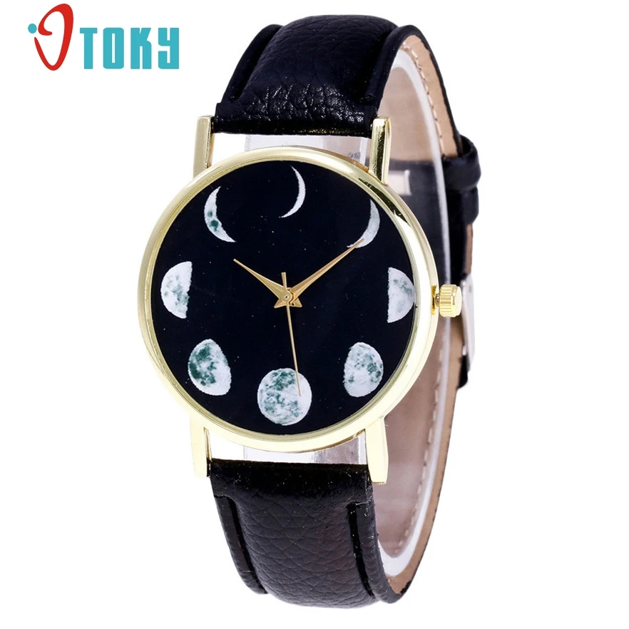 

OTOKY Relogio Feminino 2017 Moon Watch Women Lunar Eclipse Pattern Leather Quartz Wrist Watch Casual Leather #20 Gift 1pc