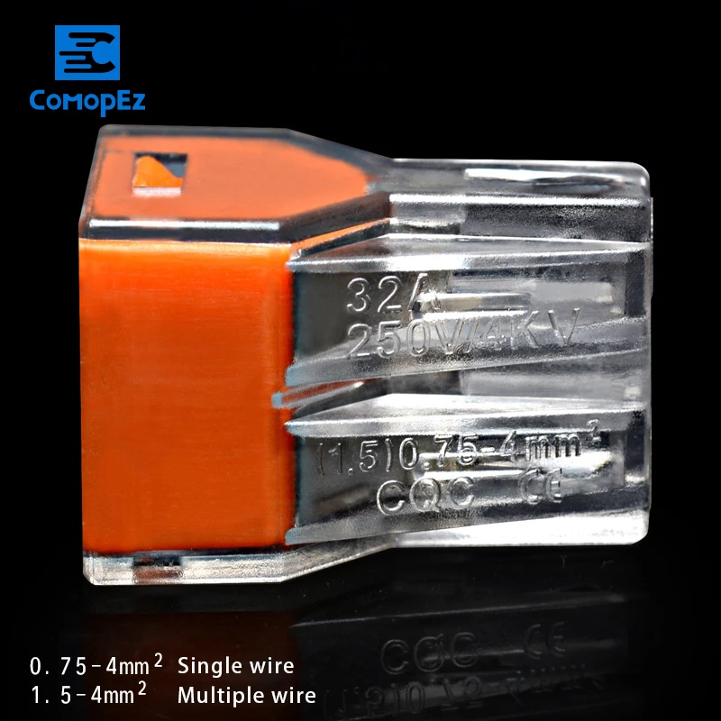 

100Pcs/lot PCT-104 PCT104 WAGO 773-104 Push Wire Wiring Connector For Junction Box 4 pin Conductor Terminal Block Wire Connector