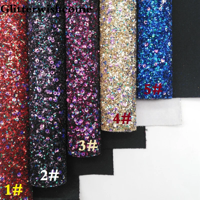 Glitterwishcome 21X29 см A4 размер с эффектом блестящей кожи лист, блеск винил для Луки, GM028A