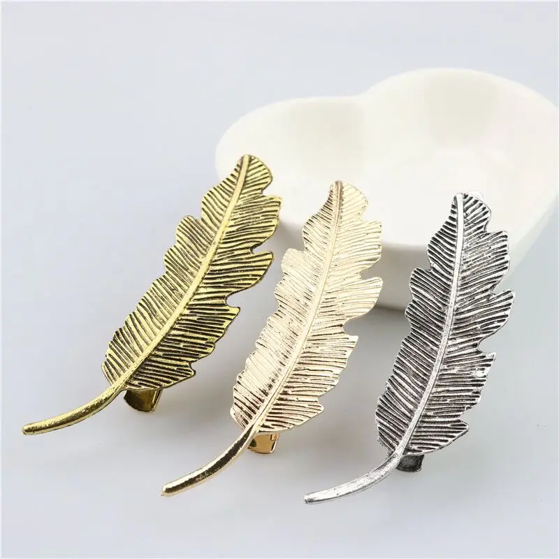 Metal Leaf Feather Hair Clip Girls Vintage Hairpin Princess Hair Barrette Accessories Hairpins For Women Styling Tools Wholesale Metal Leaf Feather Hair Clip Girls Vintage Hairpin Princess Hair Barrette Accessories Hairpins For Women Styling Tools Wholesale