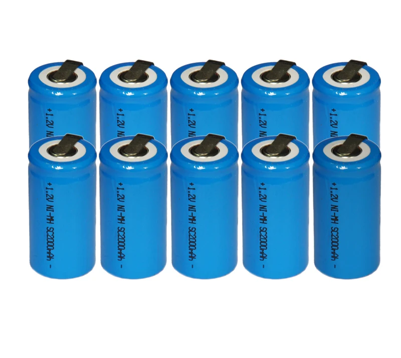 10PCS UNITEK Sub C sc 1.2V rechargeable battery 2000mah ni mh nimh cell with tab for power tools