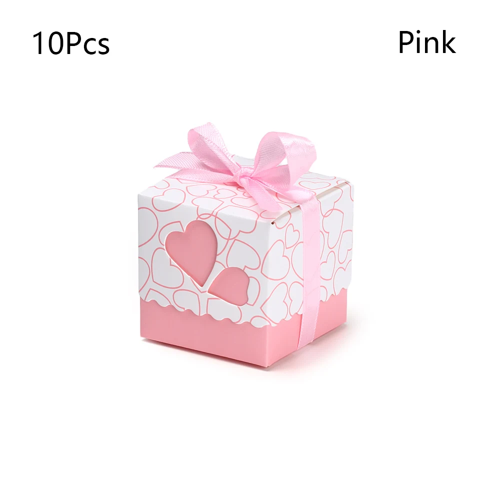 5 шт. любовь коробка с рождественскими конфетами Романтический Сердце крафтовый Подарочный пакет с мешковины свадебный подарок коробка выдалбливают Свадебные принадлежности - Цвет: Pink Heart-