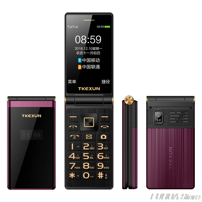 

TKEXUN M2 PLUS 3G WCDMA Flip Phone 3.0'' Big Key Font Touch Screen Mobile Phone One Key Dial Old Man Celulares PK G10 FM