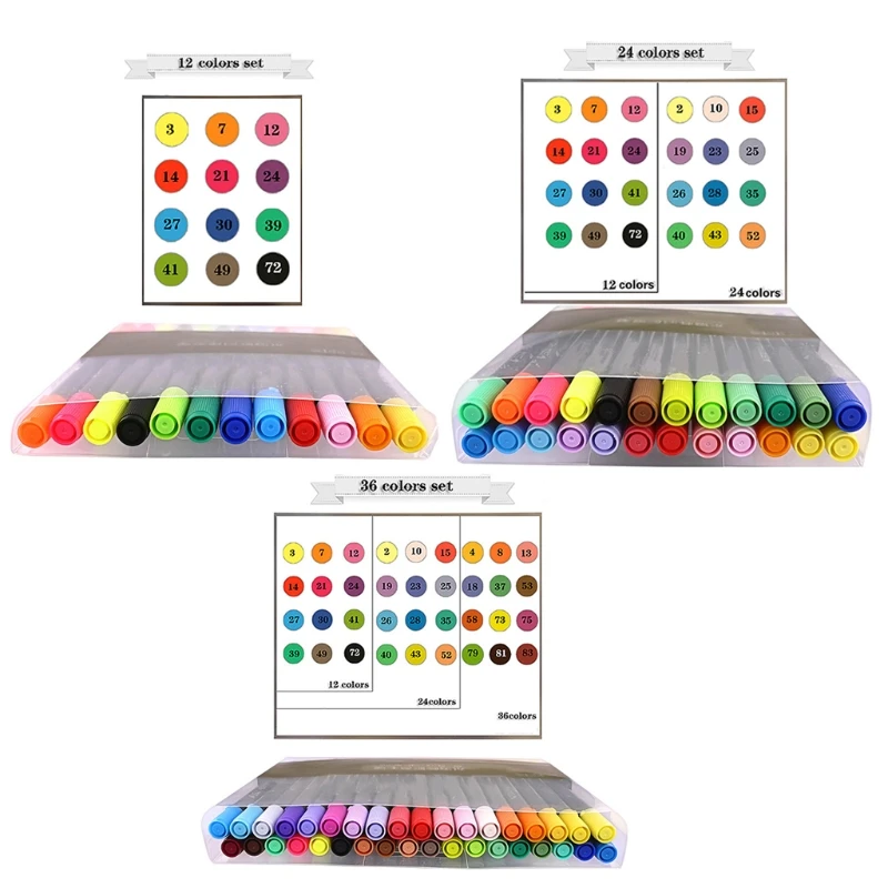 

12/36 Color Set Dual Tip Watercolor Brush Marker Pen Fineliner For Stationery