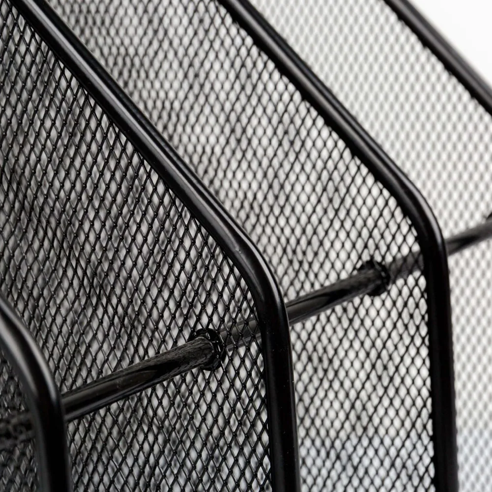 منظم سطح المكتب شبكة معدن سهل تجميع تخزين الثلاثي رف الدفاتر الكتب مجلد المستندات الأسود مكتب حامل المجلات