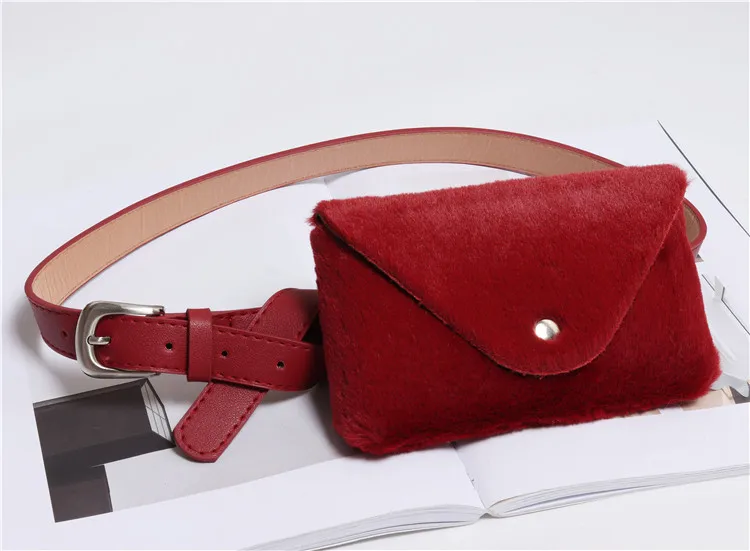 Mihaivina, модные женские поясные сумки из искусственного меха, поясная сумка, повседневная плюшевая Женская поясная сумка, подходит для Iphone Plus, съемная Женская поясная сумка - Цвет: Burgundy