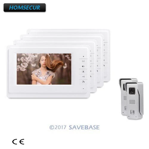 

HOMSECUR 7inch TFT LCD Video Door Phone Kit With 2 Cammeras And 4 Monitors For Home Security
