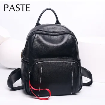

2019 Natural Leather Women's Bagpack Simple Korean Style Solid Casual School Bag for Teenagers Girl Rucksack Cowhide Backpack