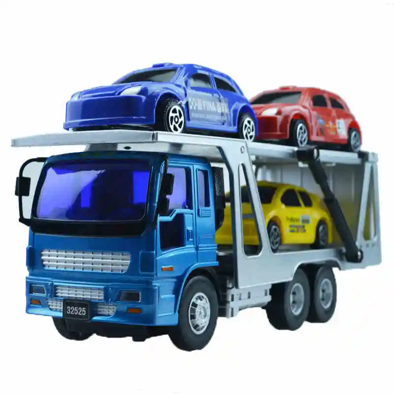 Small Car Transport Truck Series Double Trailer Children Of Inertia Toy