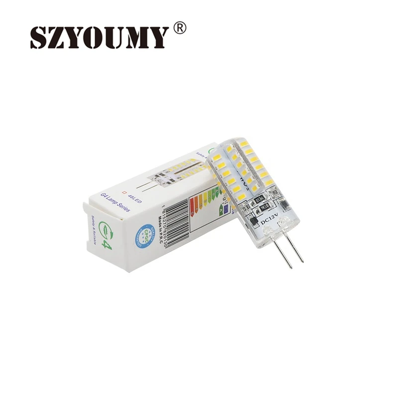 SZYOUMY G4 База 48 светодио дный светодиодные лампы высокой мощность SMD3014 DC 12 В в белый/теплый белый свет 360 градусов угол луча