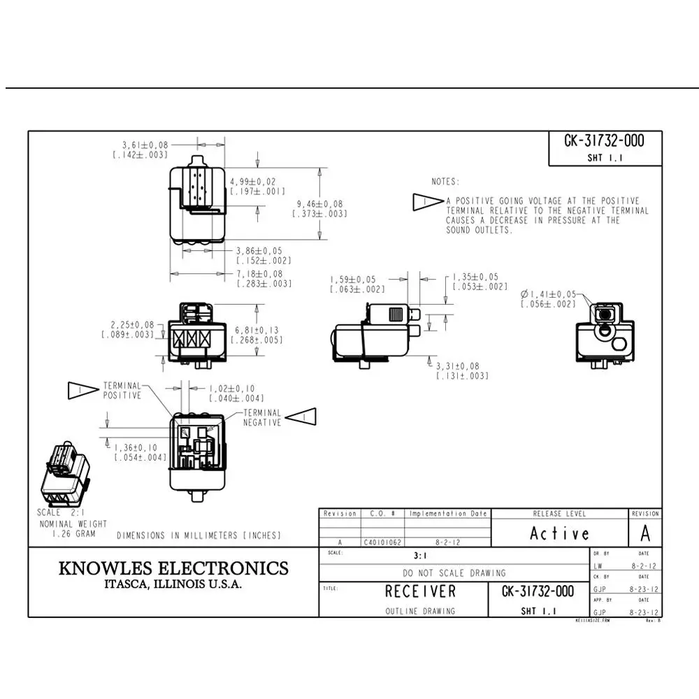 Knowles GK 31732 BA драйвер IEM сбалансированная арматура тройной приемник Динамик для