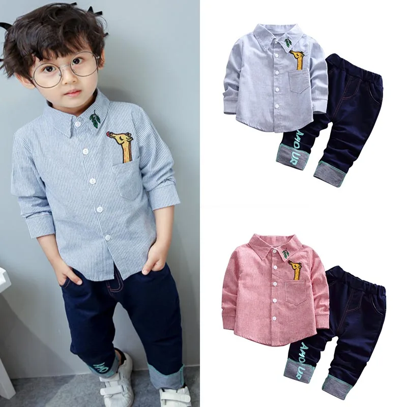 

Children Clothing Boys Striped Shirts+Pants Kids Suits Clothes Set For Boy Long Sleeve Gentleman Suit