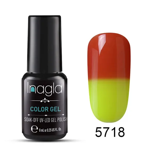 Inagla лак для ногтей изменение температуры 100 Цвет гель для ногтей 8 мл УФ светодиодный Гель-лак для ногтей - Цвет: 5718