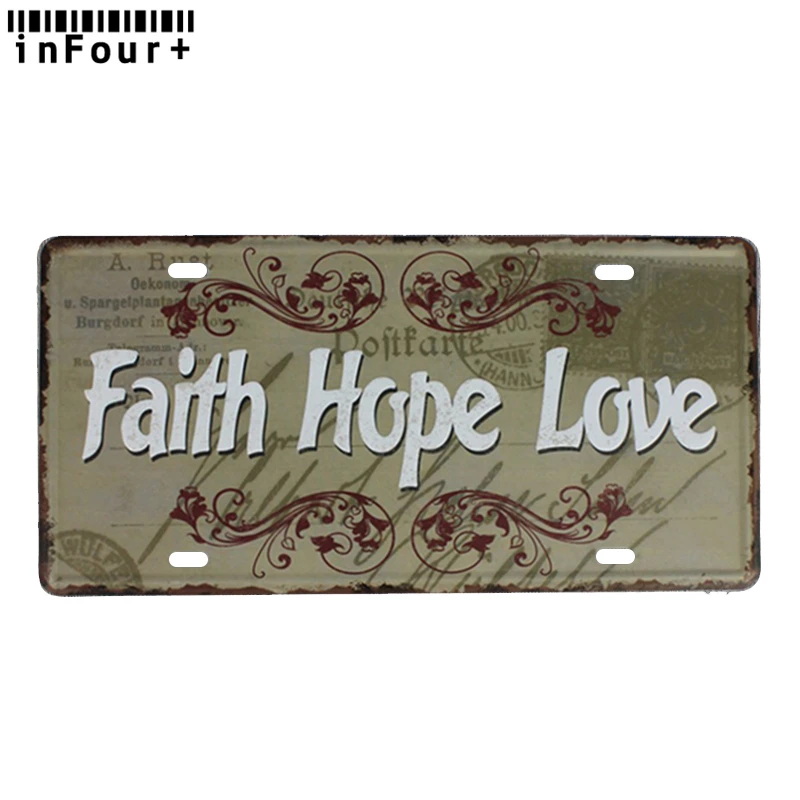 Металлический номерной знак Faith Hope Love винтажный домашний декор жестяная вывеска