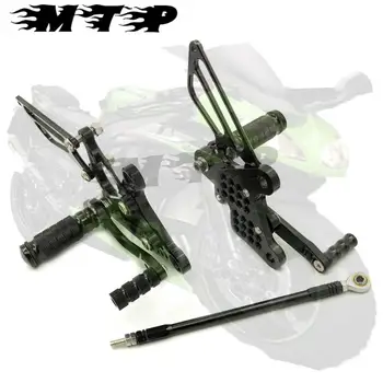 

Motorcycle black CNC Adjustable Rider Rear Sets Rearset Footrest Foot Rest Pegs For KAWASAKI ZX6R 2009-2014 09 10 11 12 13 14
