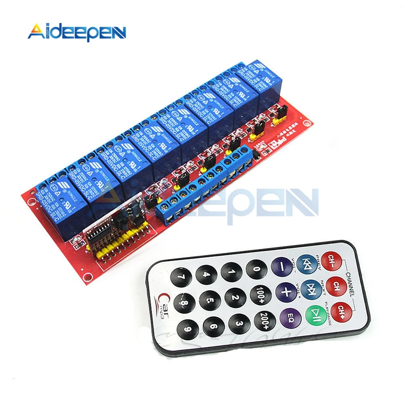 

Multi-function DC 5V 12V 8 Channel Infrared Remote Control Relay Module With Dual Trigger Two-way Driver IC Module Bidirectional