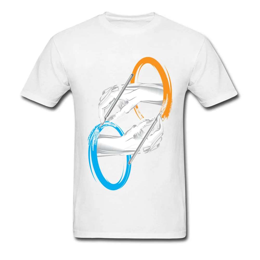 Normal T Shirt Discount O-Neck Drawing Portals All Cotton Men Tops T Shirt Hip hop Short Sleeve Tee-Shirt Top Quality Drawing Portals white