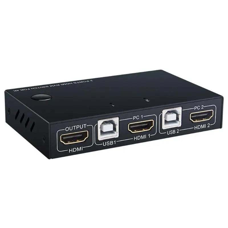 ALLOYSEED 2 порта HDMI USB KVM 4K коммутатор разветвитель для обмена монитором клавиатура мышь адаптивный EDID/HDCP дешифрование