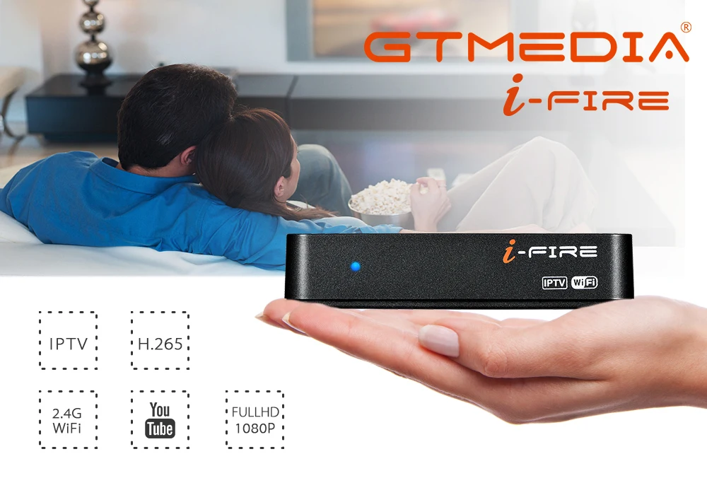 GTMedia Ifire IP tv Box цифровая приставка ТВ Декодер FULL HD 1080P(H.265) встроенный wifi модуль ip tv поддержка Испания DE IT UK m3u