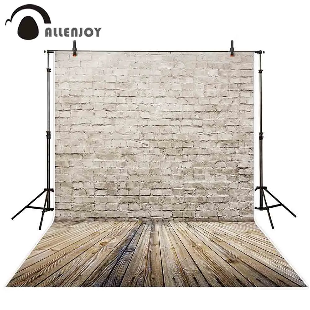 

Allenjoy photography background beige brick wall texture wood floor backdrop photocall photobooth photo studio shoot new