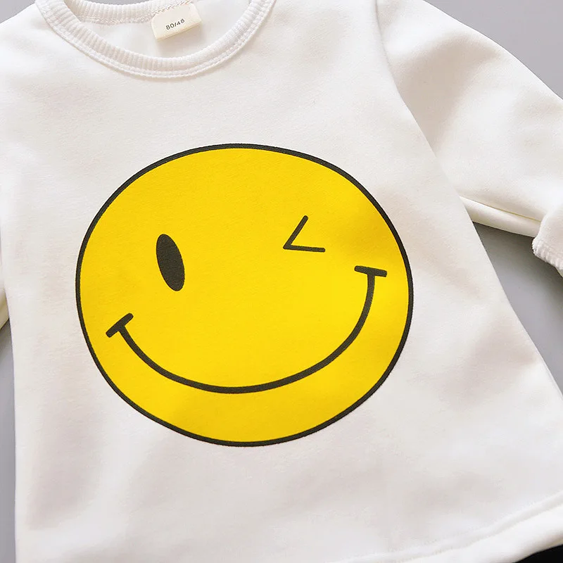 Весенне-осенний детский комплект одежды 3 шт. куртка + футболка + брюки костюм для мальчиков детская одежда со смайлом для девочек
