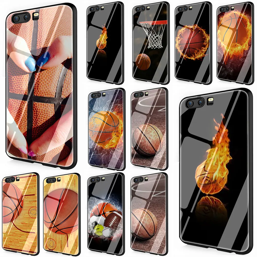

Basketball dark Tempered Glass Cover Case for Huawei P10 P20 P30 Mate 20 Honor 9 10 Lite Pro 7A 8X P Smart