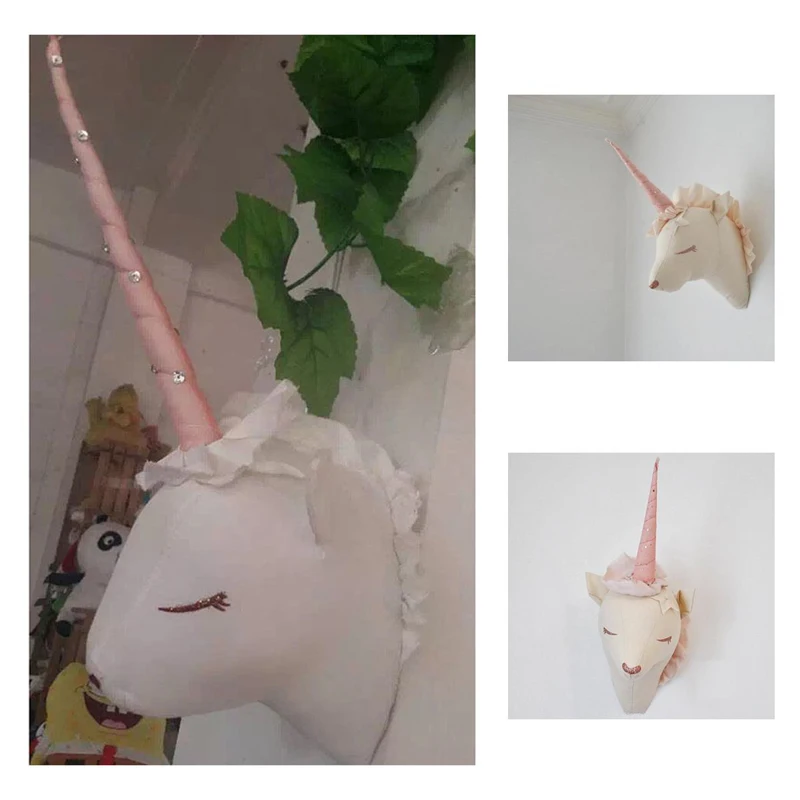 3D 25*20*55cm Cute Wall Mount Unicorn Head Hanging Door Wall Artwork Kids Room Decor