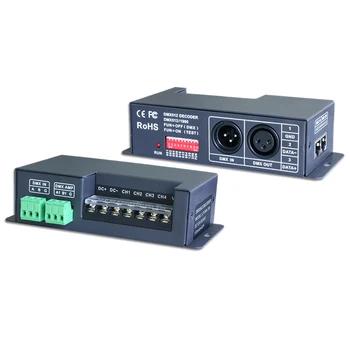 

New Led DMX Decoder 4CH CC RGB Strip DMX Decoder;DC12-48V in 700mA*4CH output DC12-46V Output 4 Channel DMX-PWM Decoder