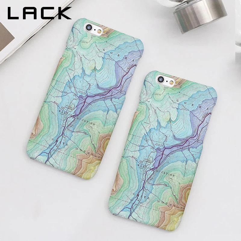 

LACK Cartoon Map Painted Phone Case For iphone X XS 8 7 6 S Plus 5 5S SE Back Cover Fashion Hard PC Cases Geometric Art Capa