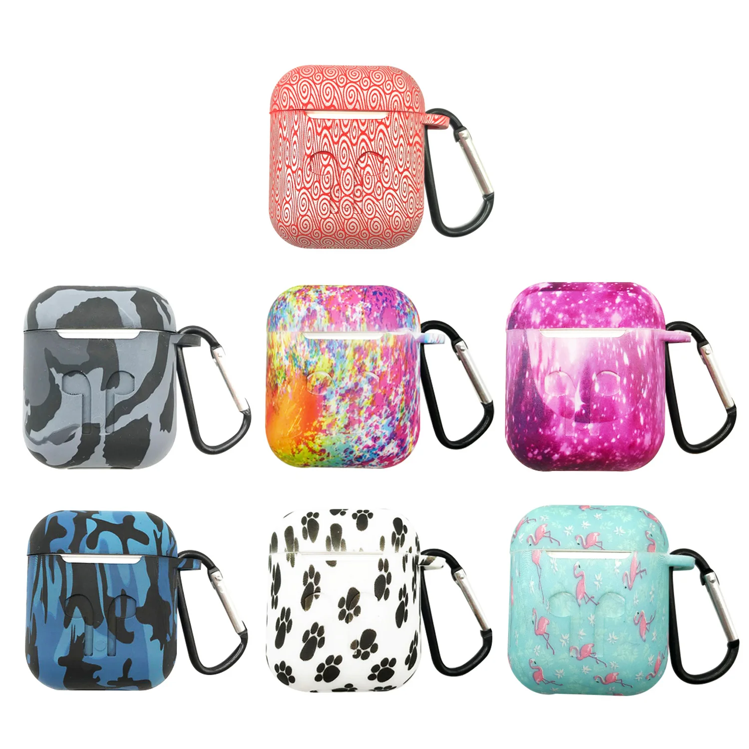 

Besegad Silicone Protective Case Cover Skin Holder Shell Cover Shock Proof with Carabiner Keychain for Apple AirPods Accessories