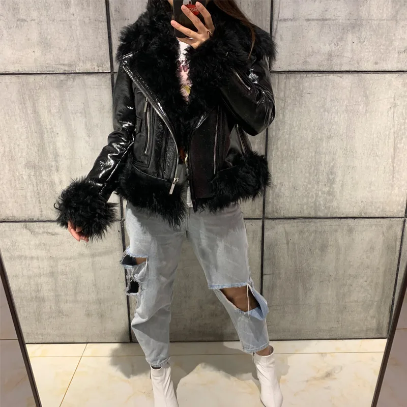 

ladies shearling jacket high quality women suede shearling jacket