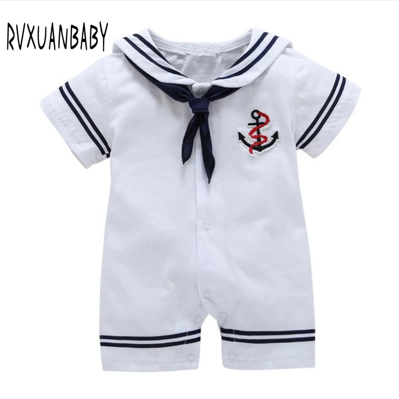 

Summer Infant Newborn Baby Short Sleeve Romper Baby Boys Girls Sailor Style Playsuit Clothes One Piece Jumpsuit Set