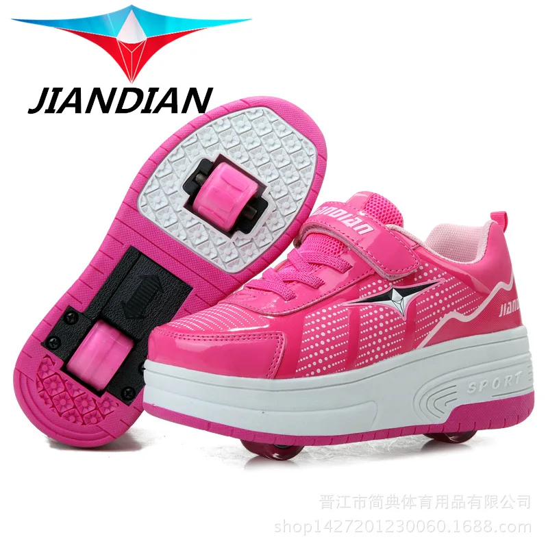 

Heelys 2016 Children Kids Fashion Sneakers with Two Wheels Roller Skate Shoes Boys Girls Shoes 28-37 Pink