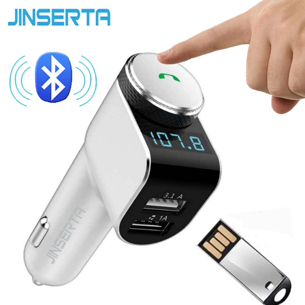 

JINSERTA Hands Free Car Kit Wireless Bluetooth FM Transmitter FM Modulator Car MP3 Player USB Flash music LCD Car Accessories