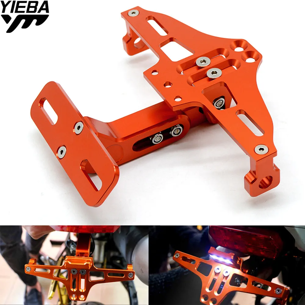 

Universal CNC Motorcycle Rear License Plate Mount Holder with LED Light for KTM 1190 AdventuRe/R 13-16 RC125/125 Duke 11-17 MT09