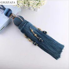 One pair pearl Home Window curtain clips accessories Hanging Belt Ball curtain strap blue grey Curtain tassel tieback Buckle