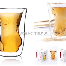 1 ШТ. новое прибытие Красоты фигуры двойной слой теплоизоляции стеклянная чашка сексуальная красоты леди стакан с виски ПР 0143
