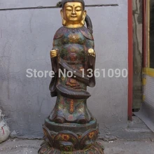 Xd 00663 Тибет Храм Бронзовый перегородчатые 24 К Золото Огромный Дракон Татхагата Статуя Будды