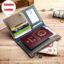 Для мужчин Винтаж Обложка для паспорта пояса из натуральной кожи телефон ID Бизнес держатель для карт путешествия чехол для паспорта