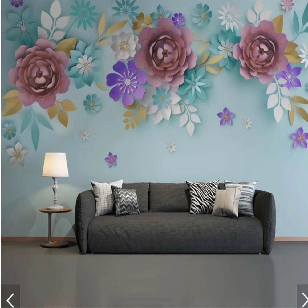 3D Flower Photo Wall Paper Mural European Embossed Floral Wallpaper for Living Room Bedroom Decorative Custom Any Size Murals |