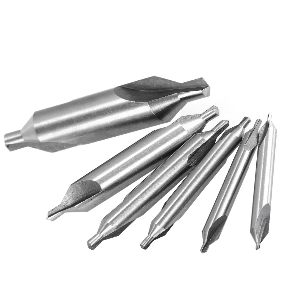 1 Set High Hardness HSS Center Drill Bits Double Ended Combined Countersinks Kit 60 Degree 5mm 3mm 2.5mm 2mm 1.5mm 1mm