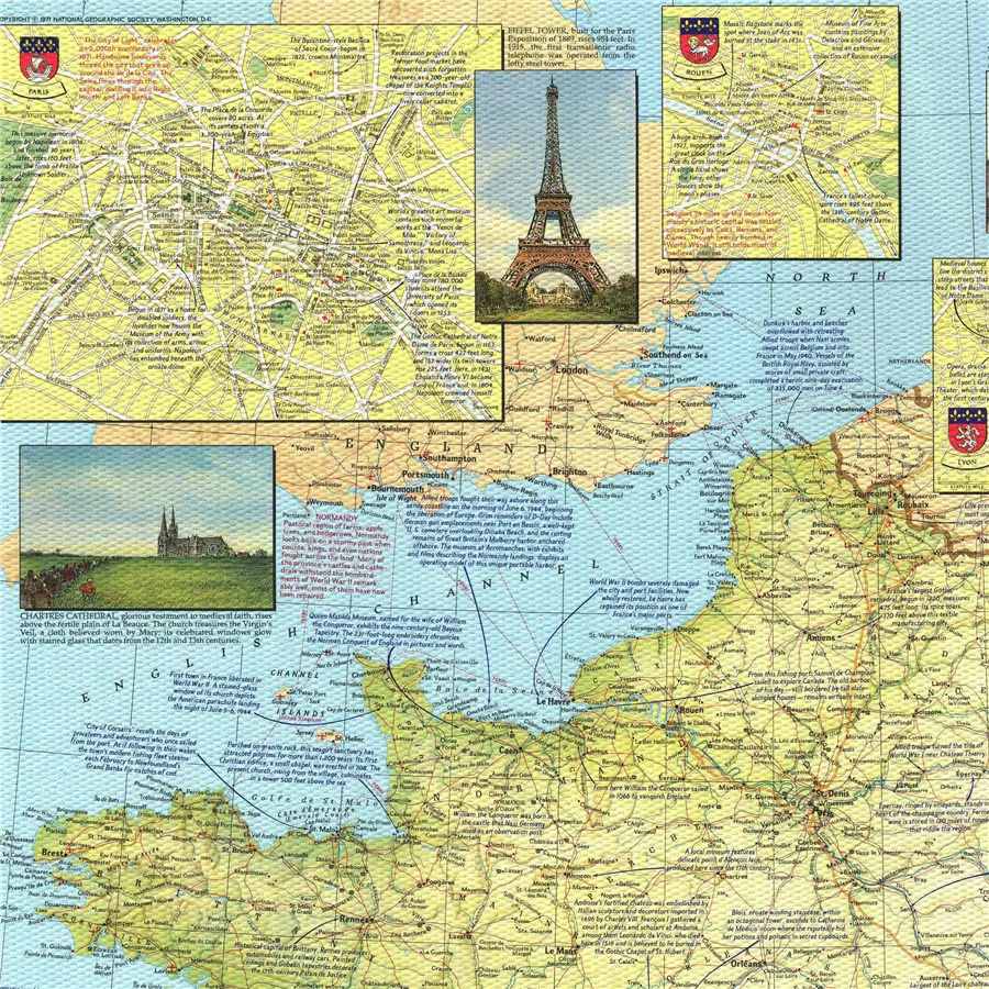 Винтажная Настенная картина с изображением карты Франции (1971)|wall poster|decorative